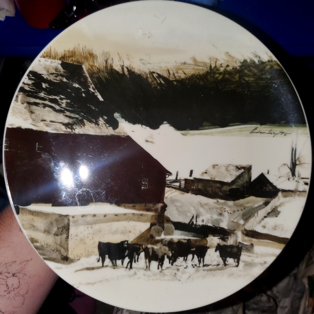 VINTAGE PORCELAIN ANDREW WYETH PLATE FOR GEORG JENSEN THE KUERNER FARM 1971 USA